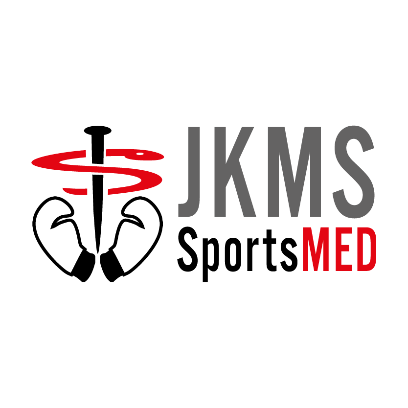Logo von JKMS SportsMED mit sportlichen Elementen und medizinischem Symbol.